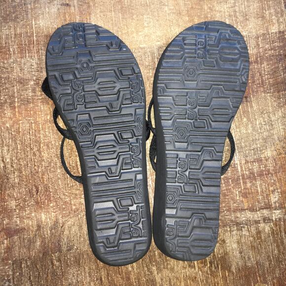 Teva Mush Mandlyn Ola Wedge Sandal Black Womens 11 Minimalist Comfort Strappy - Picture 6 of 8